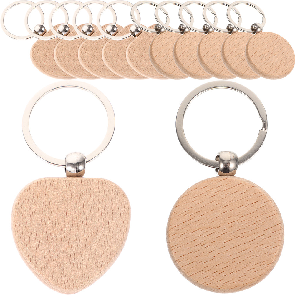 Wood Ring Blank - 12Pcs Wooden Keychain Blanks Smooth Light