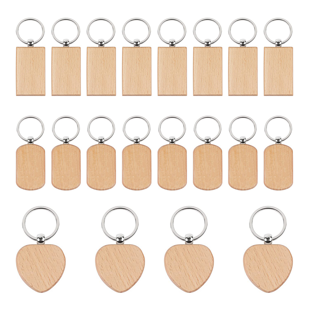 20PCS Unfinished Wood Keychain - Wood Ring Blank 评论和价格