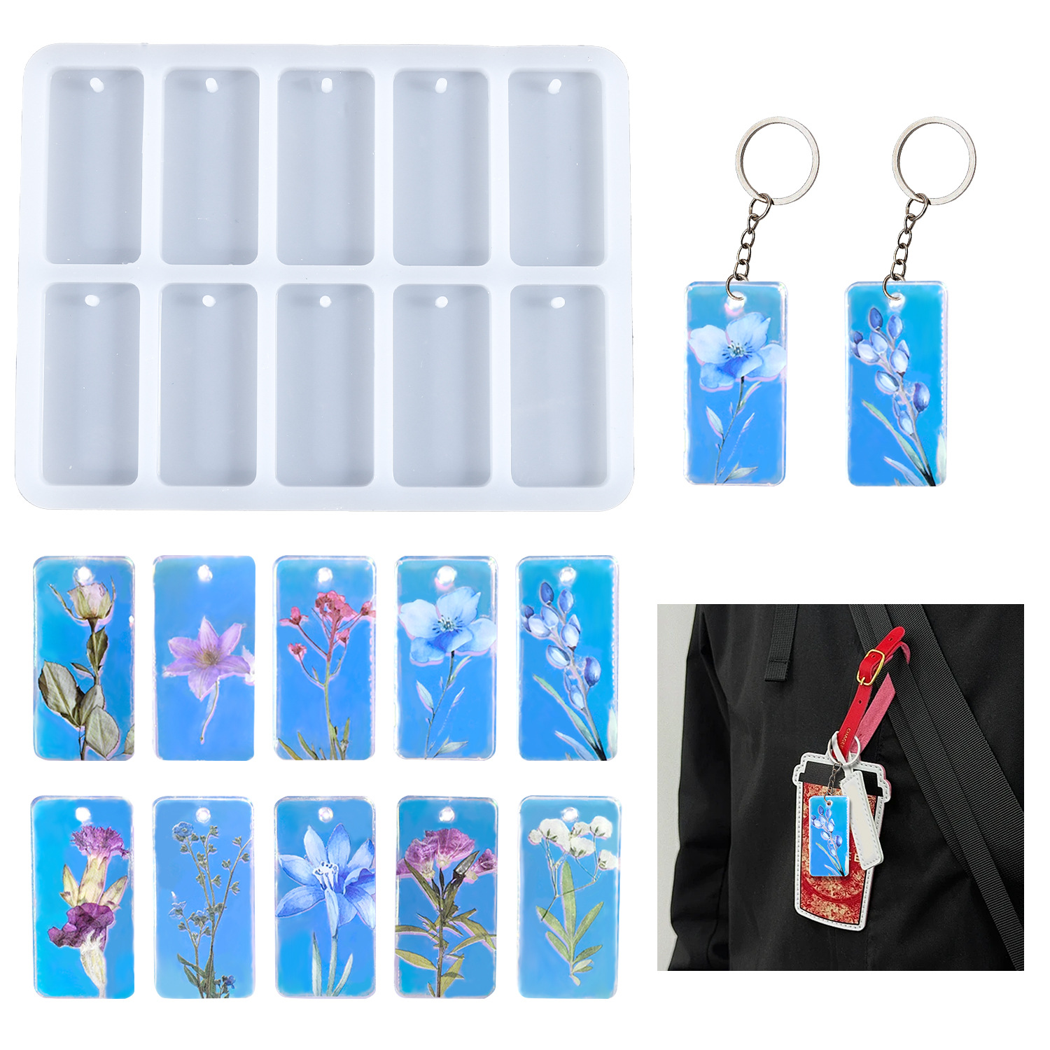 DIY epoxy resin mold 10-connec - Silicone Mold Tray 评论和价格
