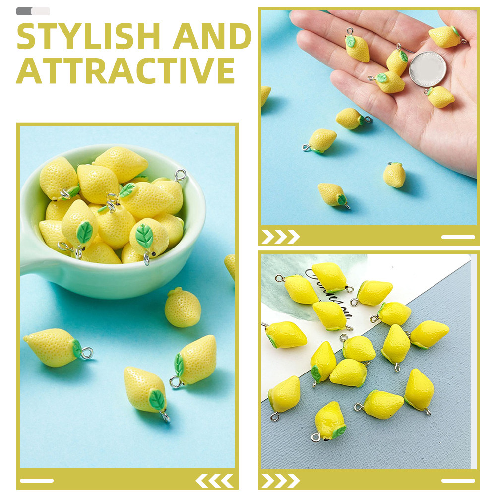 20Pcs Resin Lemon Charms Fruit - Crafting Resin 评论和价格