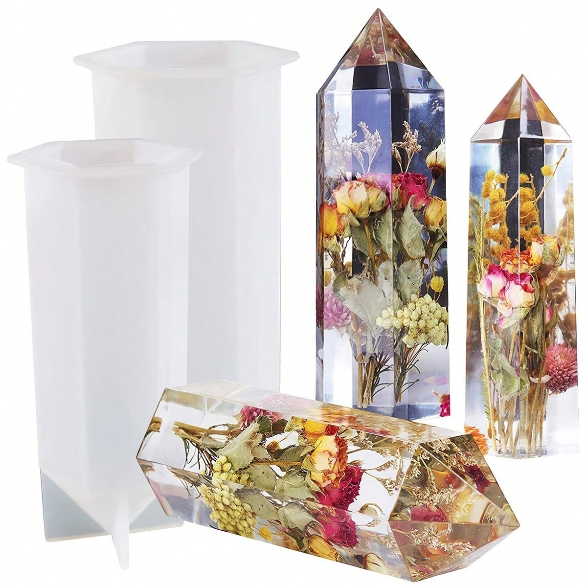 1Pcs Crystal Tower Resin Silic - Flower Preservation Resin 评论和价格