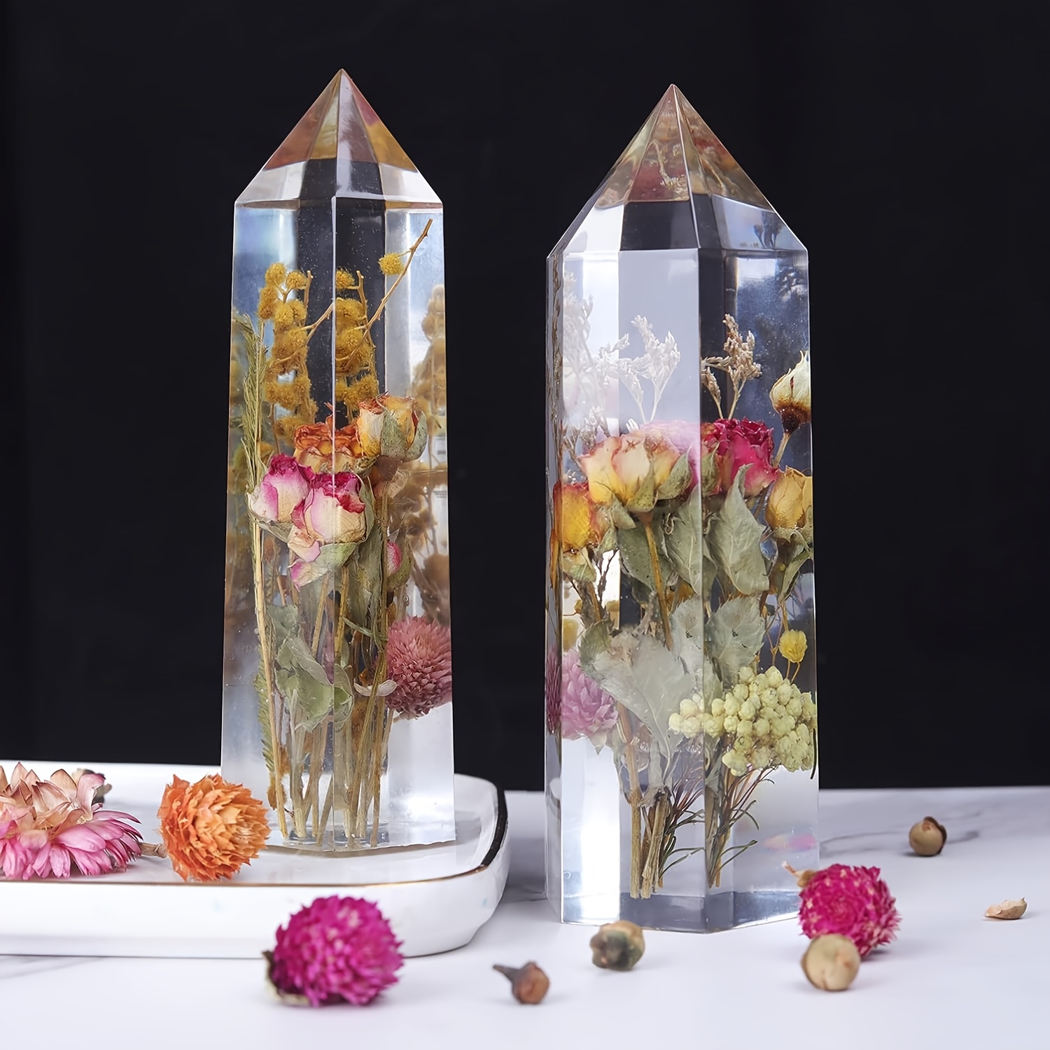 1Pcs Crystal Tower Resin Silic - Flower Preservation Resin 评论和价格
