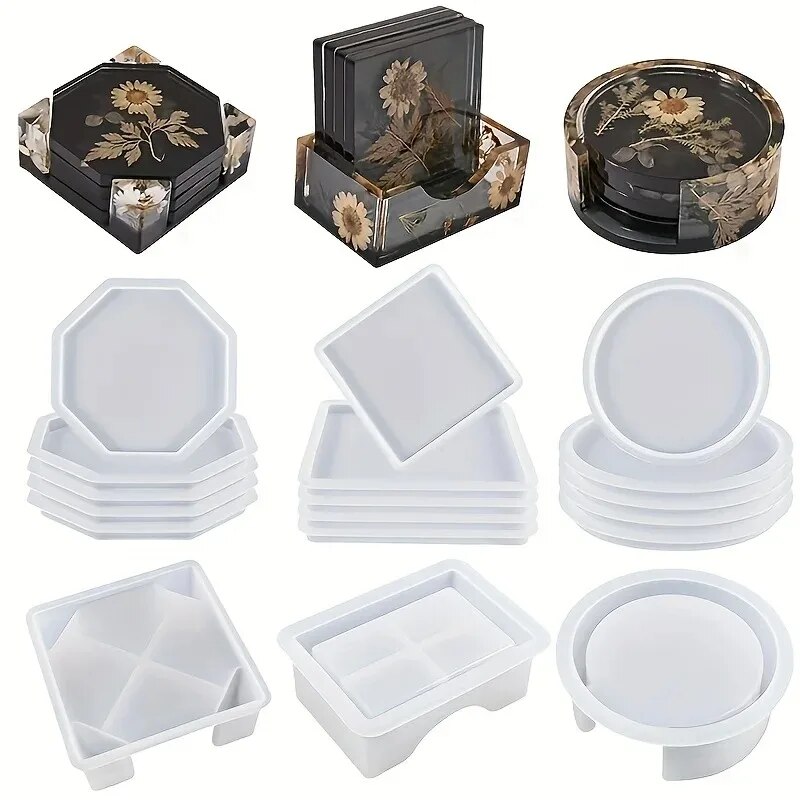 Coaster Resin Molds Set Includ - Gold Foil Flakes 评论和价格