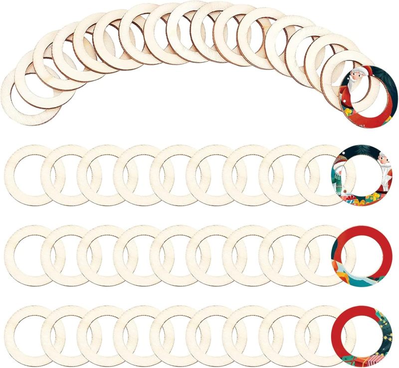 100 Pcs 30mm Natural Wood Ring - Wood Ring Blank 评论和价格