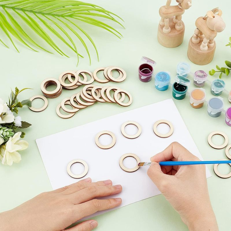 100 Pcs 30mm Natural Wood Ring - Wood Ring Blank 评论和价格