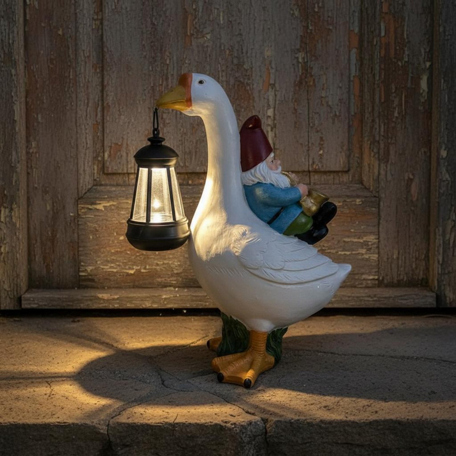 Gnome Riding Goose Statue Weat - Crafting Resin 评论和价格