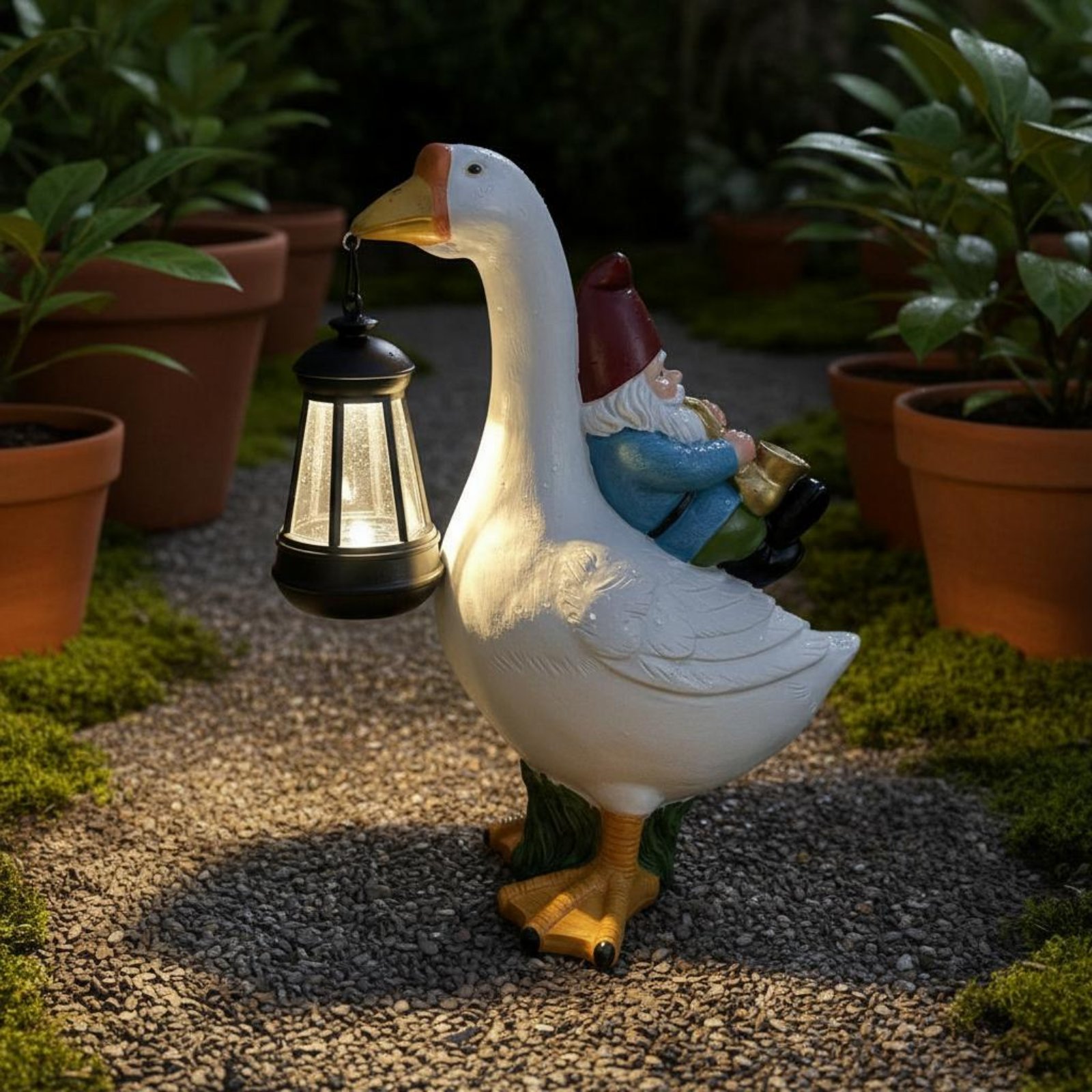 Gnome Riding Goose Statue Weat - Crafting Resin 评论和价格
